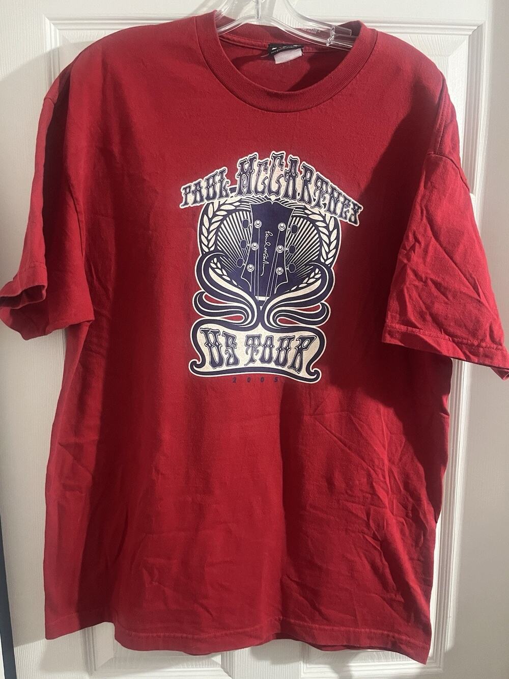 Vintage Paul McCartney US Tour 2005 The Beatles Band Red T Shirt Size XL